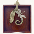 Wooden Napkin Holder - Silver Gold Metal Finish Ornament with Weighted Arm