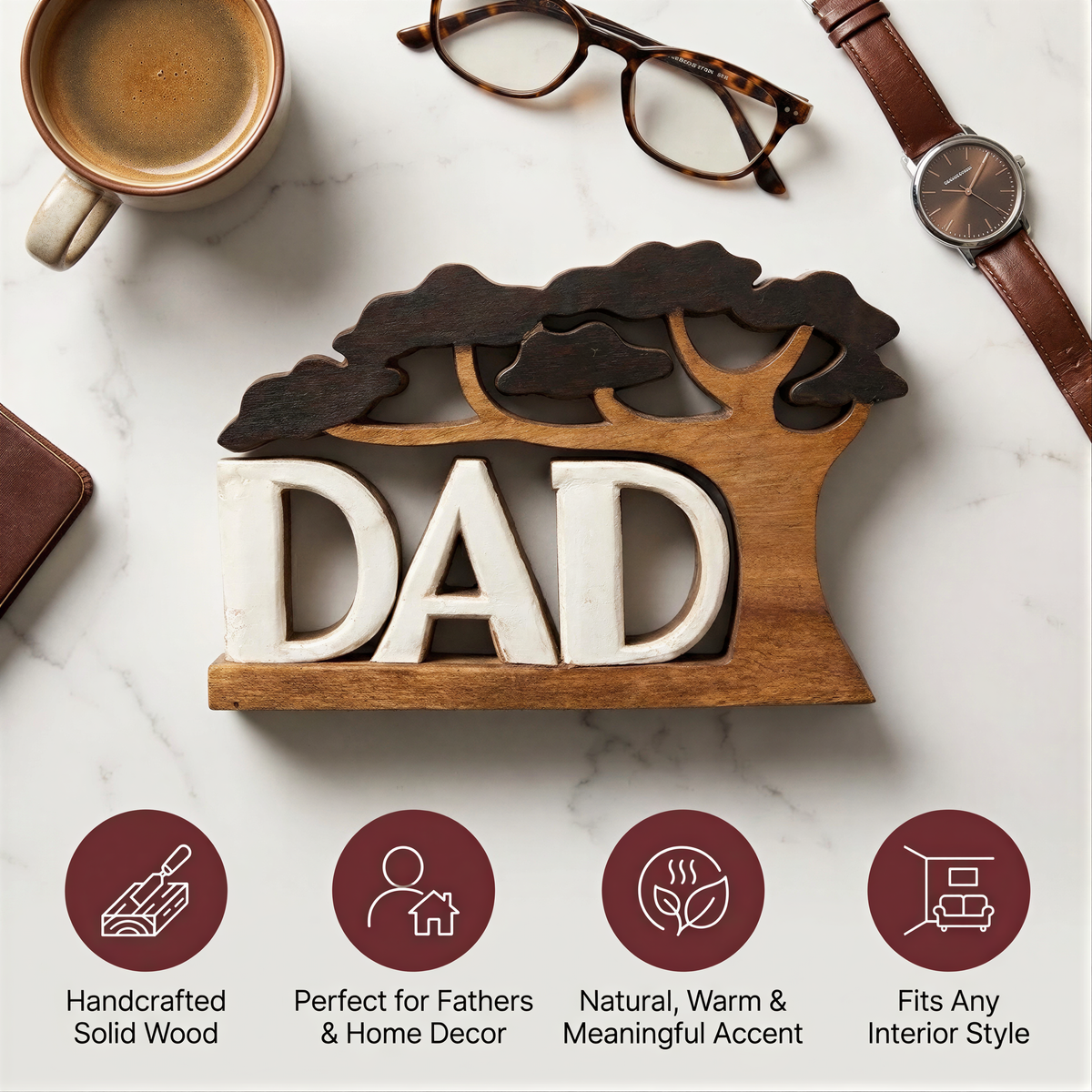 Wooden Dad Sculpture – Proud Dad, Acacia Wood