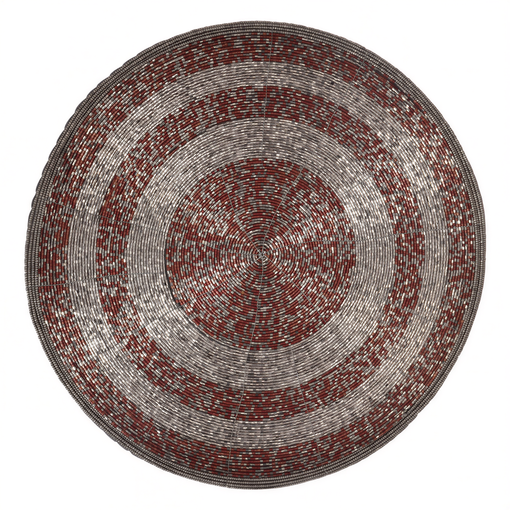 Beaded Placemats – Round Handmade Placemats with Embroidered Glass Beads | 14 Inch