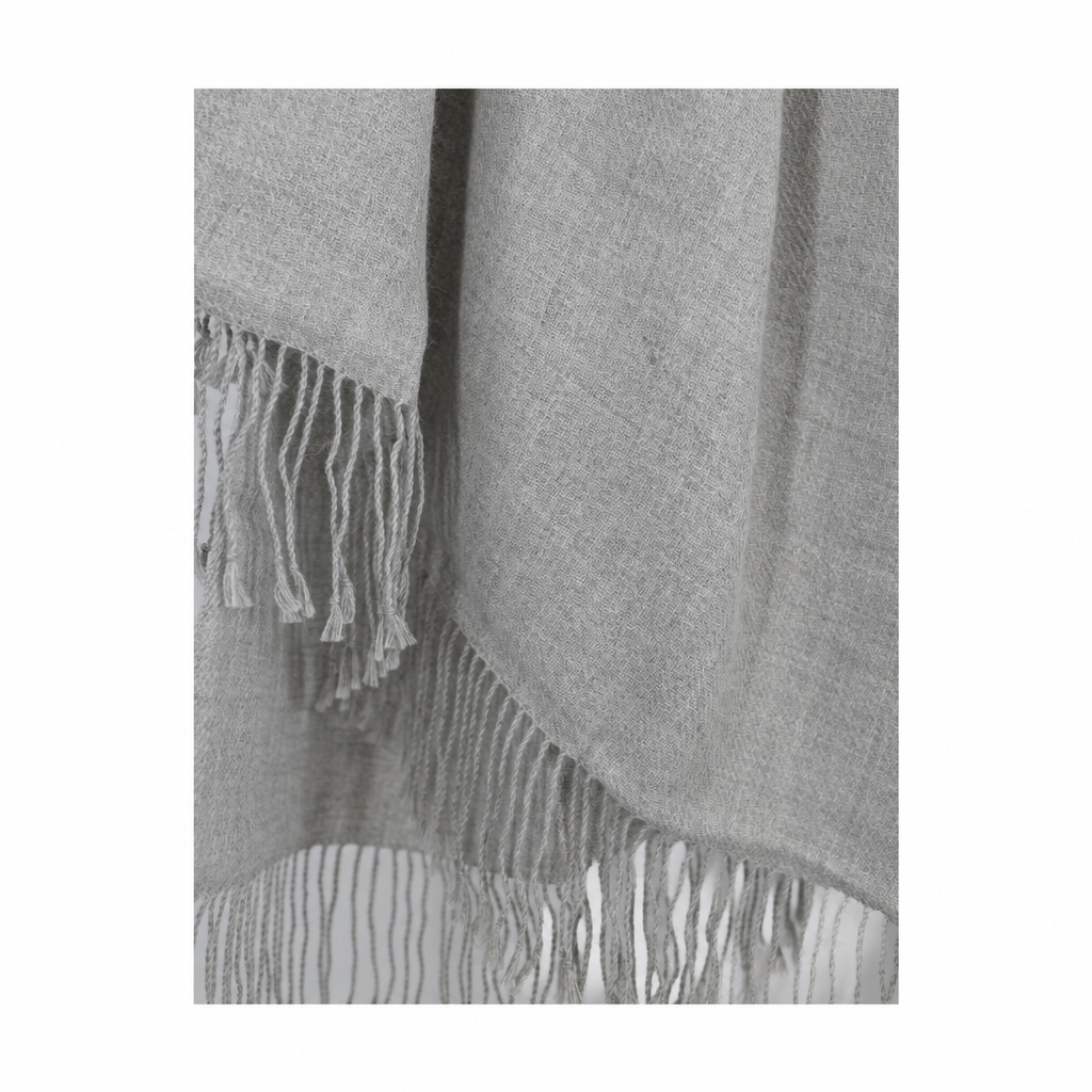 Handloomed 100% Undyed Baby Alpaca Throw Blanket | Graphite | Wasi Collection