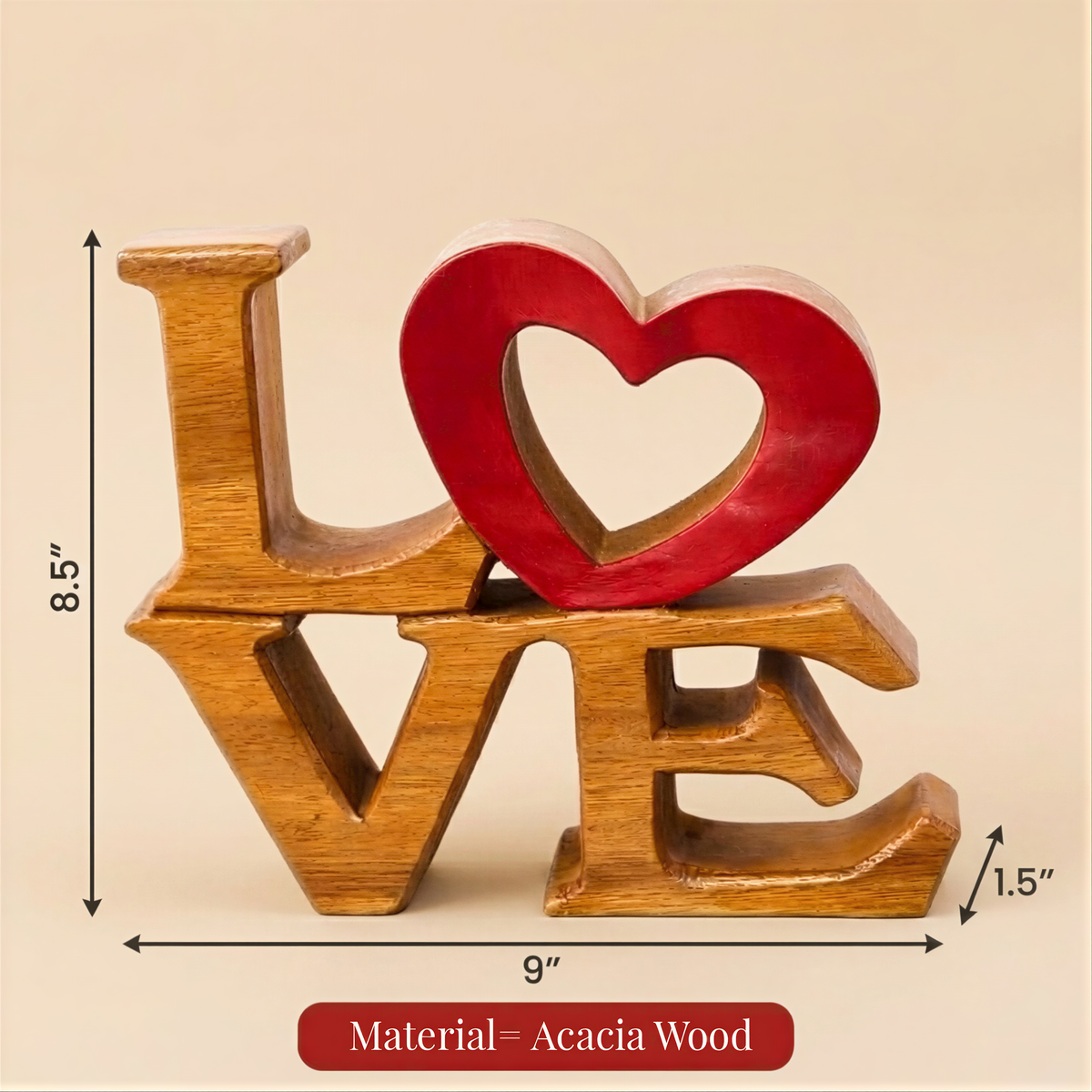 Wooden Love Sign – Elmija, Acacia Wood