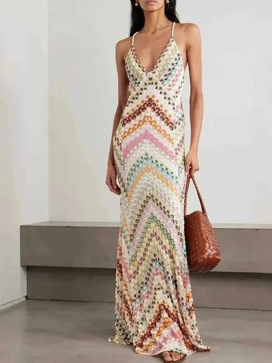 Backless Spaghetti Strap Maxi Dress Eco My Home Dress Salty Season LLC ecomyhome.store United States
