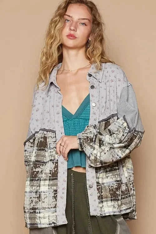 Balloon Sleeve Floral Color Block Shirt Eco My Home Jacket Salty Season LLC ecomyhome.store United States