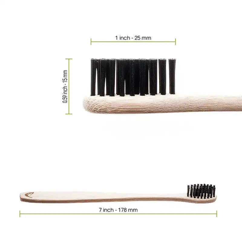 Bamboo Toothbrush with Black Charcoal Bristles Eco My Home  Natural Toothbrush ecomyhome.store United States