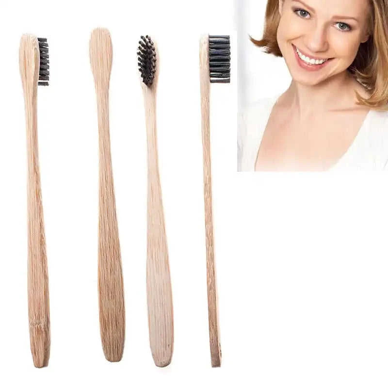 Bamboo Toothbrush with Black Charcoal Bristles Eco My Home  Natural Toothbrush ecomyhome.store United States