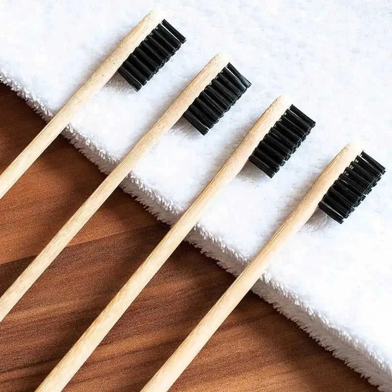 Bamboo Toothbrush with Black Charcoal Bristles Eco My Home  Natural Toothbrush ecomyhome.store United States