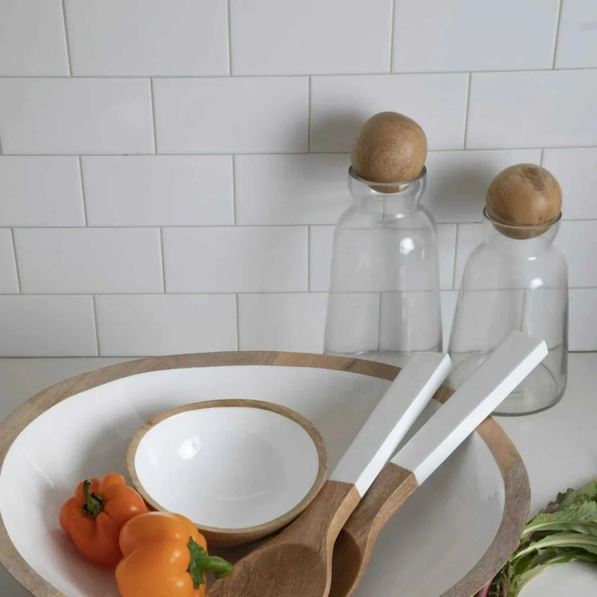 Baylor Decanter with Mango Wood Stopper, Medium Eco My Home Barware White Cliff Studio ecomyhome.store United States