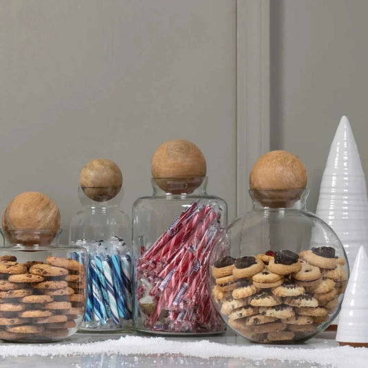 Baylor Spherical Glass Canister Eco My Home Decorative Jar White Cliff Studio ecomyhome.store United States