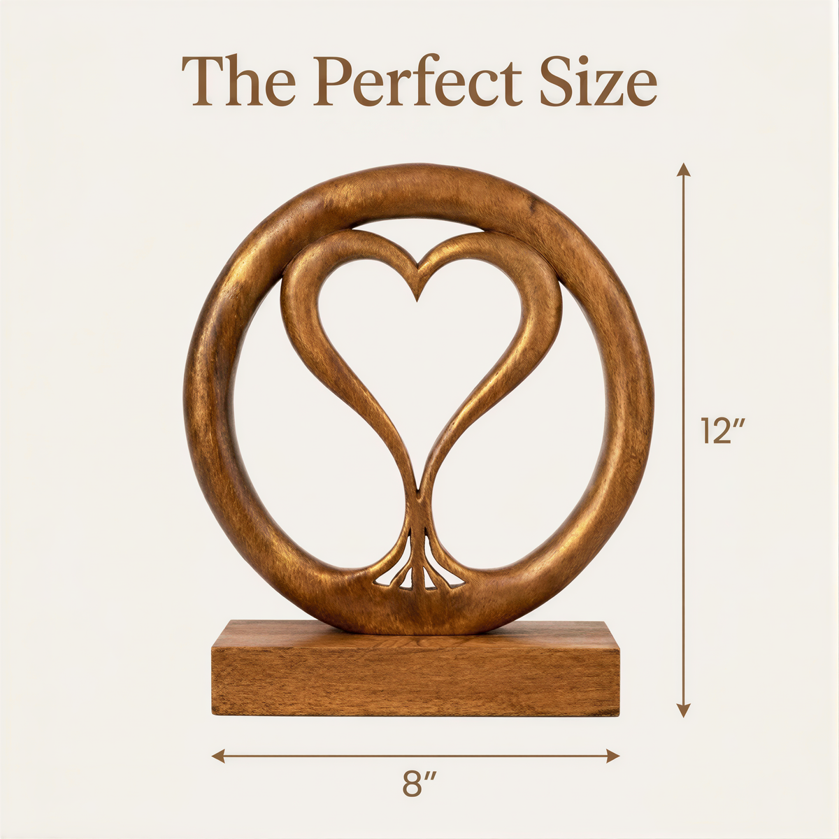 Solid Wood Heart Sculpture – Handcrafted Mantel Decor