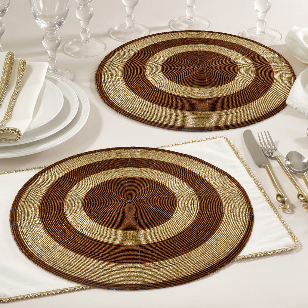 Dillen Grace – Beaded Placemats, The Dillen Collection Elegant Decorative Dining Table Décor 14 inch