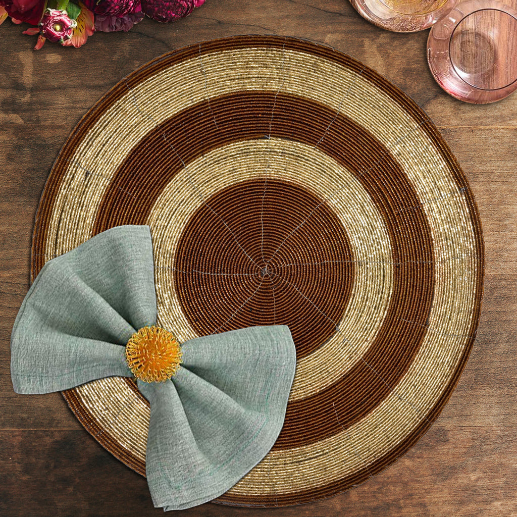Dillen Grace – Beaded Placemats, The Dillen Collection Elegant Decorative Dining Table Décor 14 inch