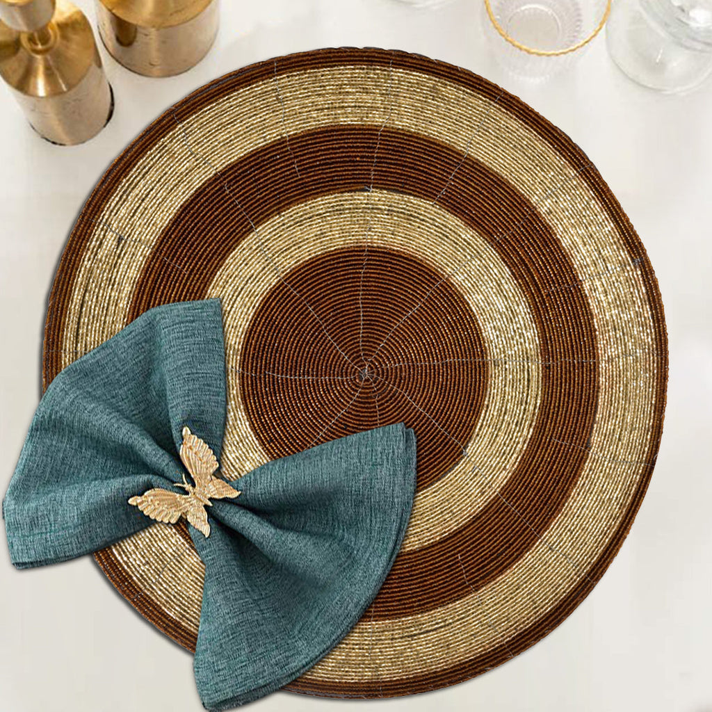 Dillen Grace – Beaded Placemats, The Dillen Collection Elegant Decorative Dining Table Décor 14 inch