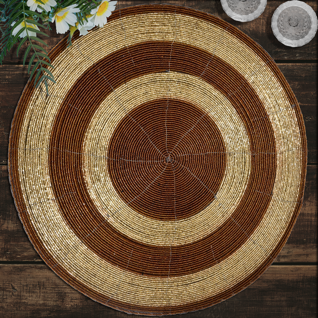 Dillen Grace – Beaded Placemats, The Dillen Collection Elegant Decorative Dining Table Décor 14 inch
