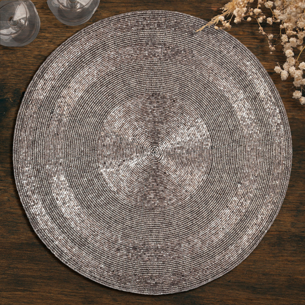 Charliedon Bloom – Beaded Placemats, The Charliedon Collection Artistic Decorative Dining Table Décor 14 inch