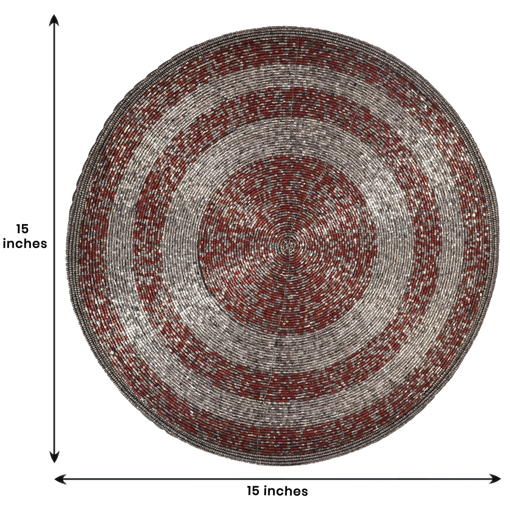 Melia Grace – Beaded Placemats, The Melia Collection Elegant Decorative Dining Table Décor 14 inch