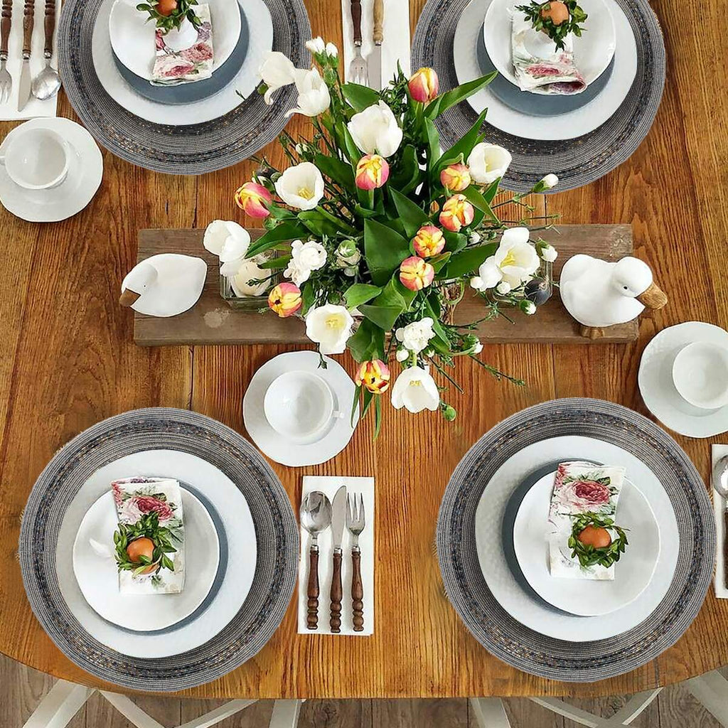 Vaiga Grace – Beaded Placemats, The Vaiga Collection Elegant Decorative Dining Table Décor 14 inch
