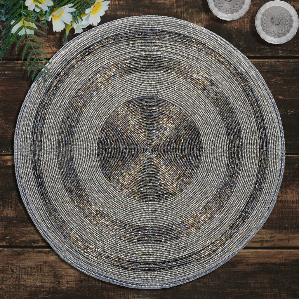 Vaiga Grace – Beaded Placemats, The Vaiga Collection Elegant Decorative Dining Table Décor 14 inch