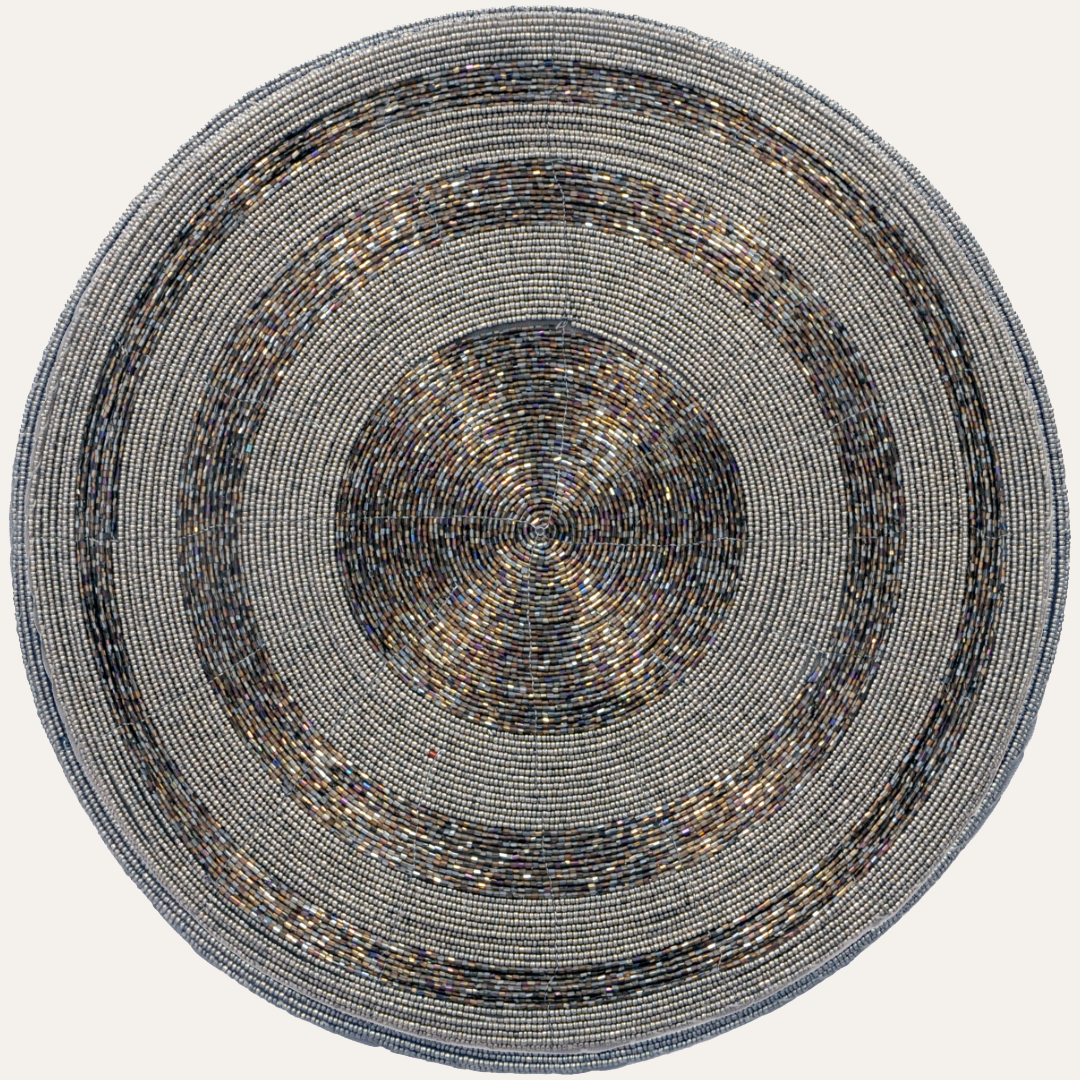 Vaiga Grace – Beaded Placemats, The Vaiga Collection Elegant Decorative Dining Table Décor 14 inch