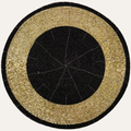 Golden Noir – Round Beaded Placemats in Black and Gold, Luxurious Decorative Dining Table Mats 14 inch