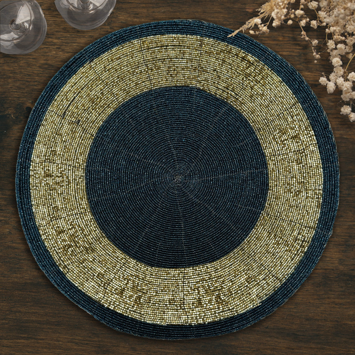Round Beaded Placemats – Elegant Heat Resistant Table Mats Set for Dining