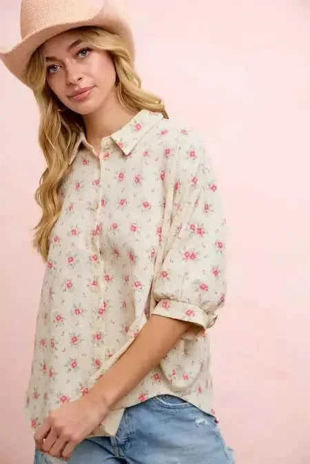 BiBi Flower Printed Short Dolman Blouse Eco My Home Top Salty Season LLC ecomyhome.store United States