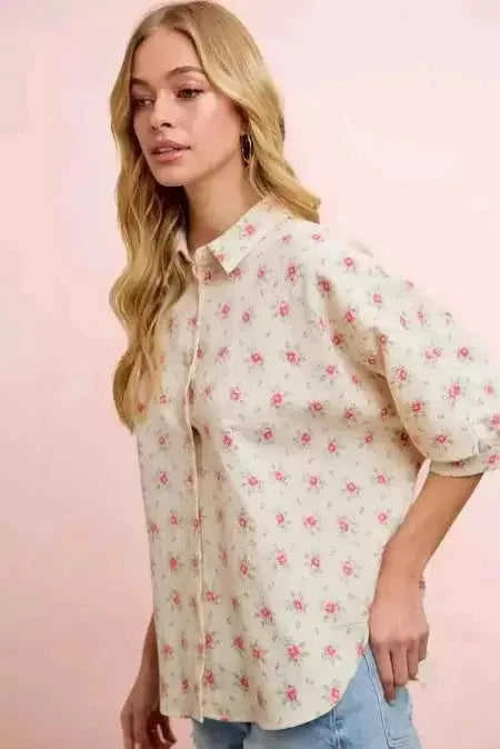 BiBi Flower Printed Short Dolman Blouse Eco My Home Top Salty Season LLC ecomyhome.store United States