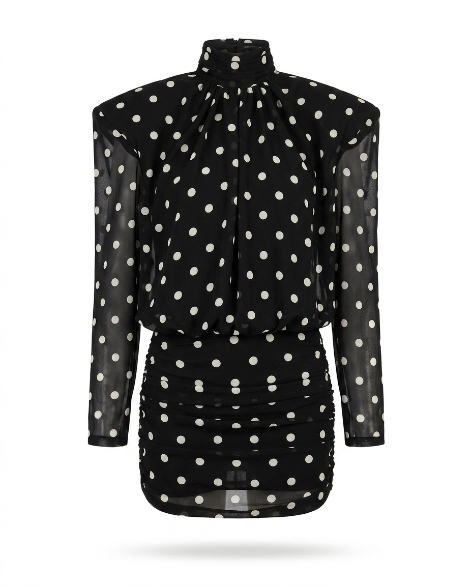 Audacious Polka Dot Mesh Mini Dress