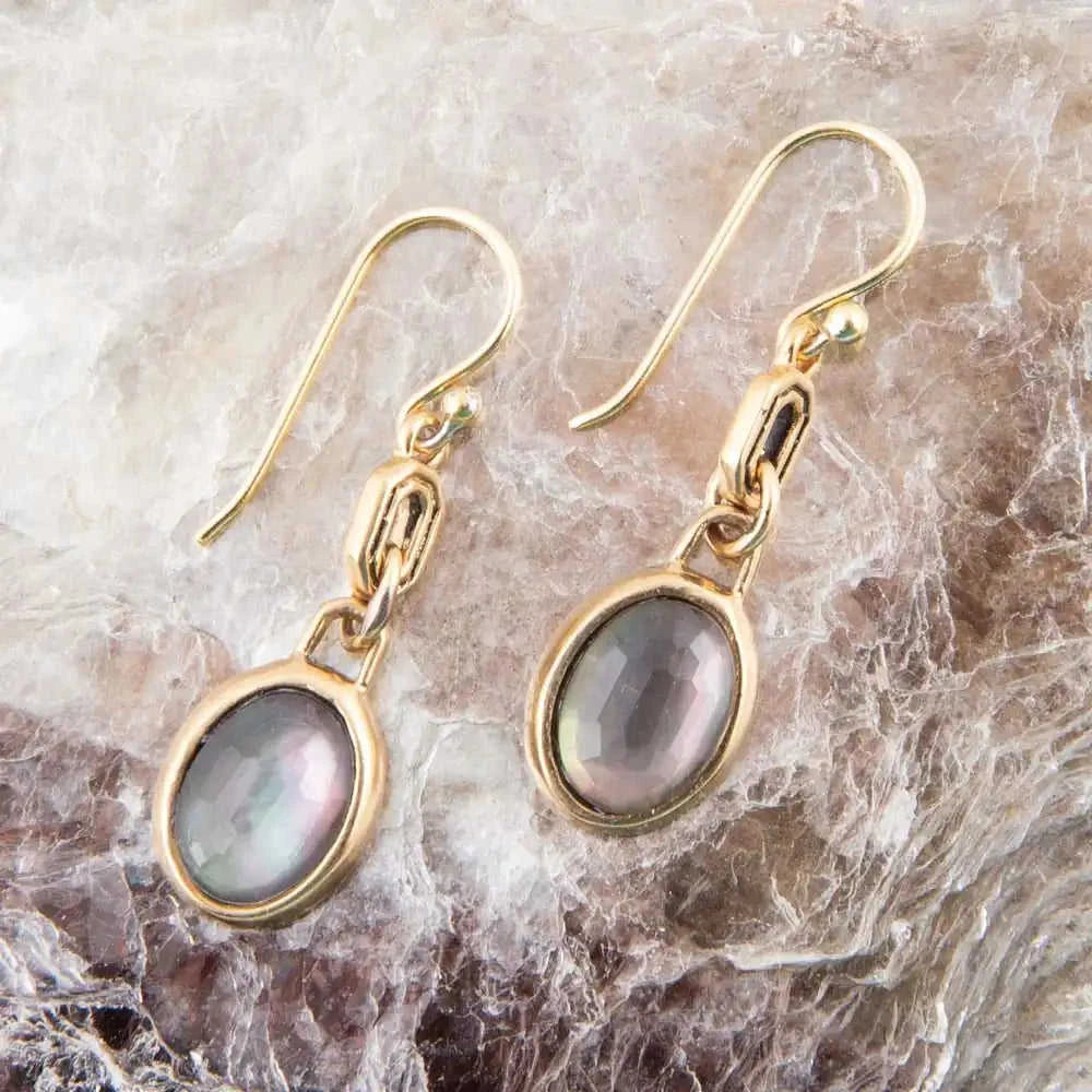 Black Mother of Pearl and Golden Bronze Drop Earrings Eco My Home Earrings Barse Jewelry ecomyhome.store United States