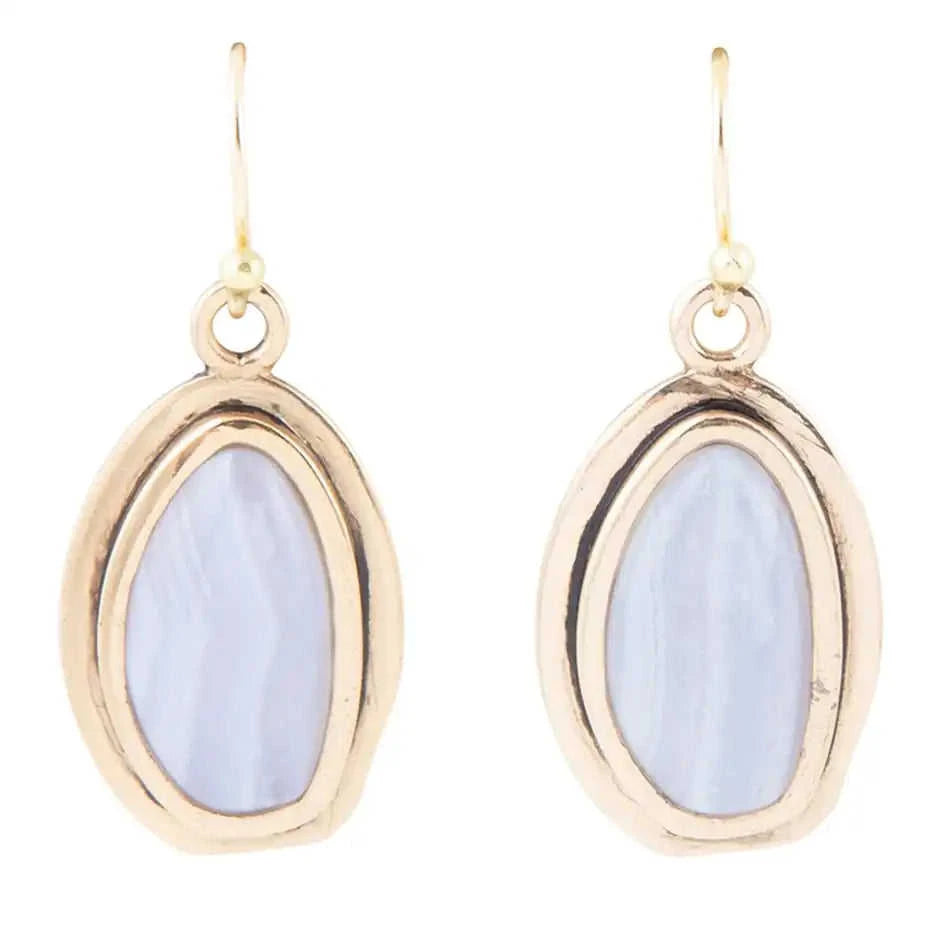 Blue Agate Golden Drop Earrings Eco My Home Earrings Barse Jewelry ecomyhome.store United States