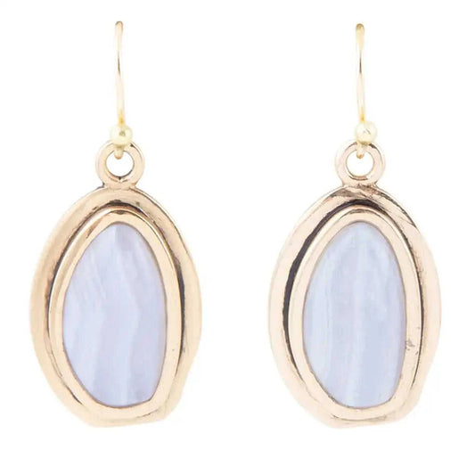 Blue Agate Golden Drop Earrings Eco My Home Earrings Barse Jewelry ecomyhome.store United States