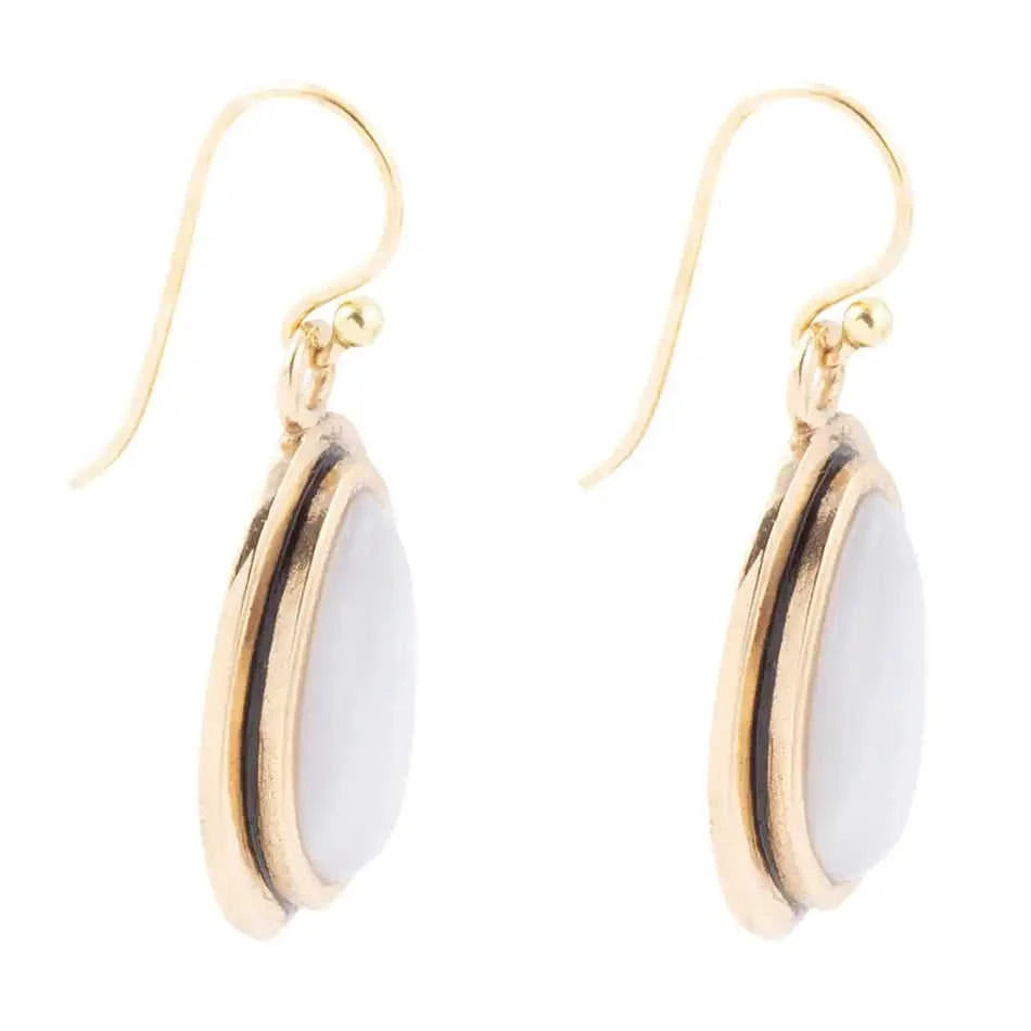 Blue Agate Golden Drop Earrings Eco My Home Earrings Barse Jewelry ecomyhome.store United States