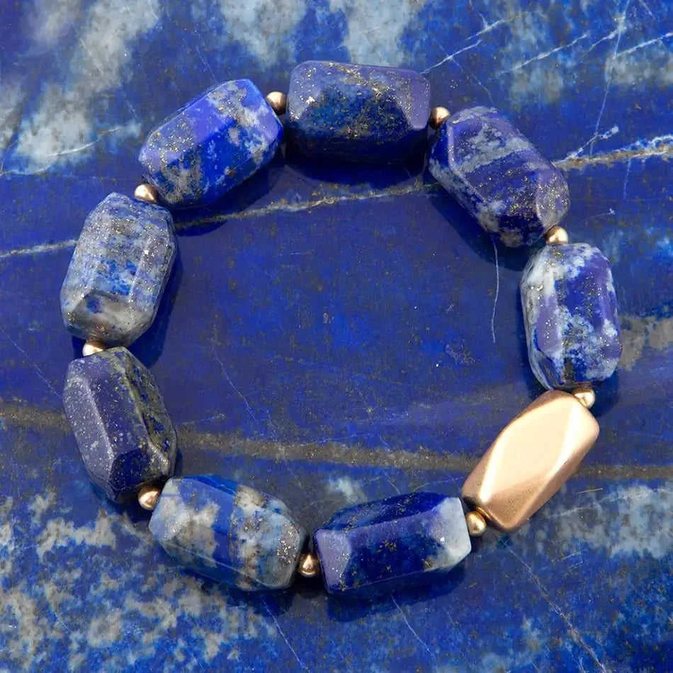 Blue Lapis Nugget Stretch Bracelet Eco My Home Bracelets Barse Jewelry ecomyhome.store United States