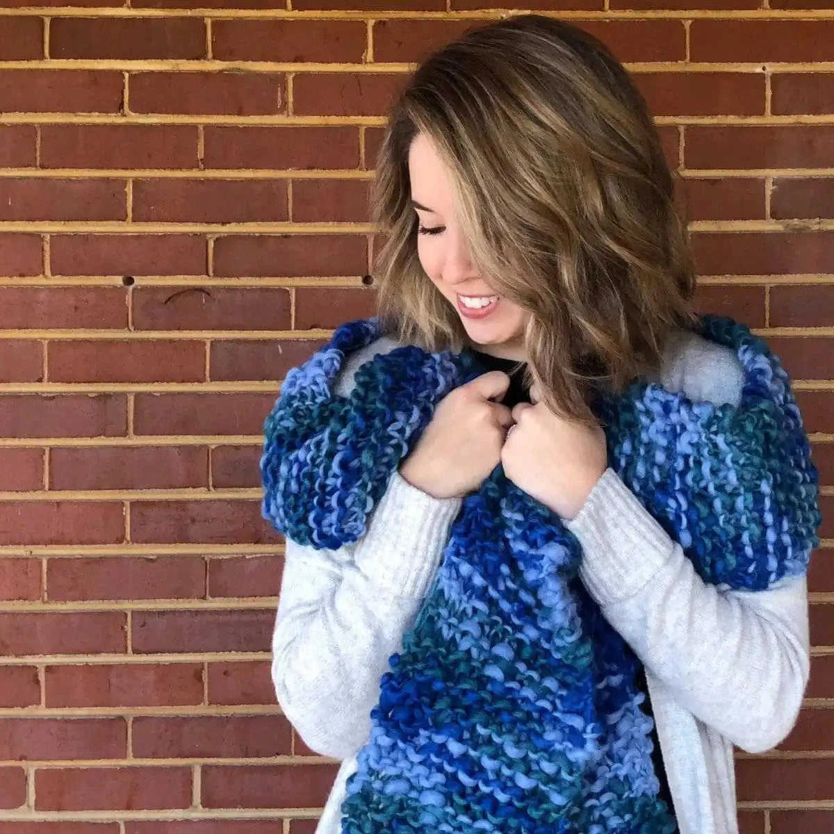 Blue Ridge Blanket Scarf Knitting Kit Eco My Home Kits Darn Good Yarn ecomyhome.store United States