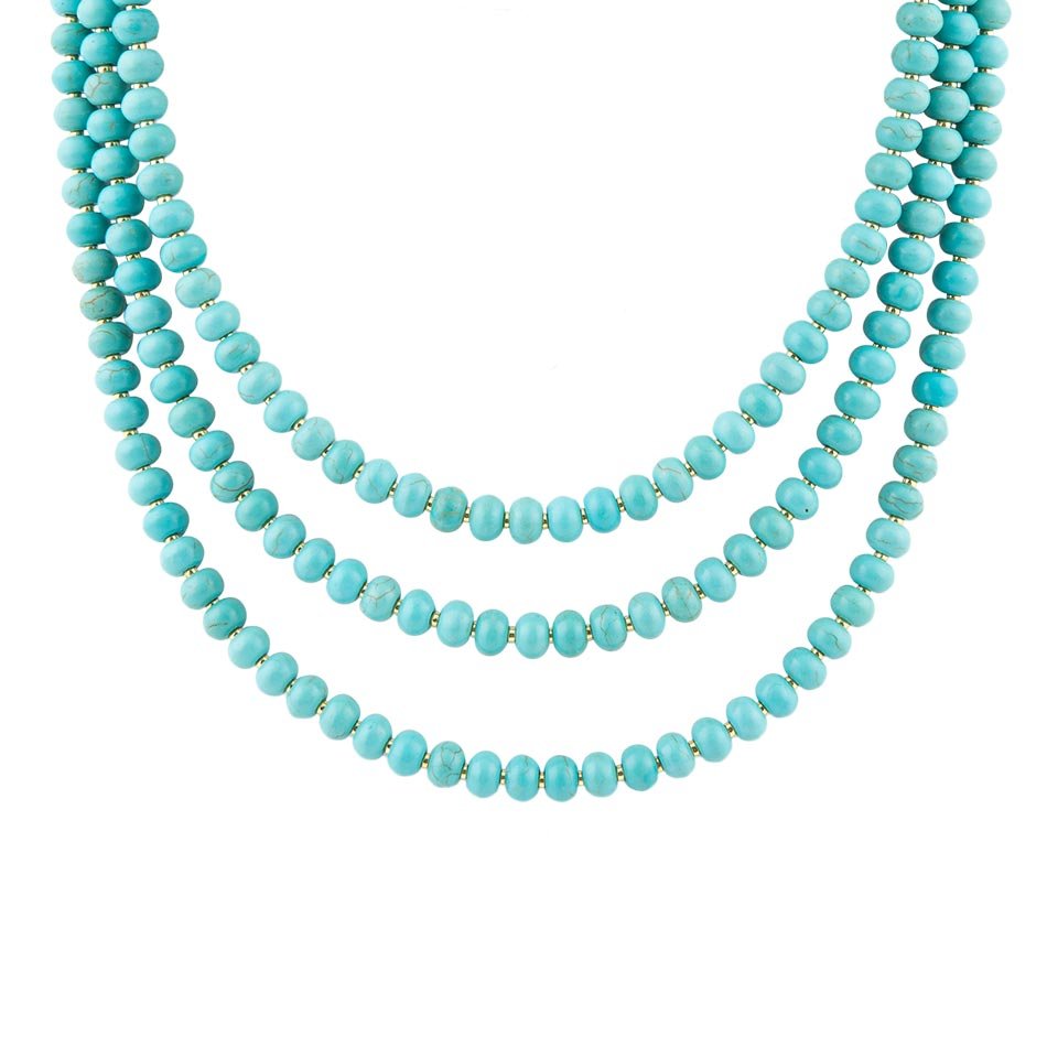 Blue Turquoise Magnesite Golden Necklace