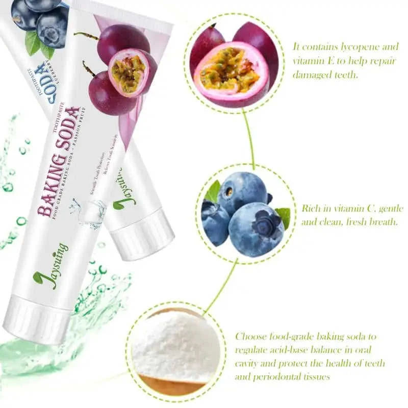Blueberry/Passionfruit Baking Soda Toothpaste Eco My Home  Natural Toothbrush ecomyhome.store United States
