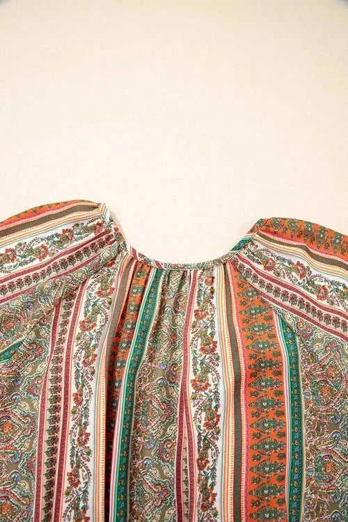 Bohemian Floral Dress with Buttoned V Neck and Ruffle Tiered Design Eco My Home Dress Salty Season LLC ecomyhome.store United States