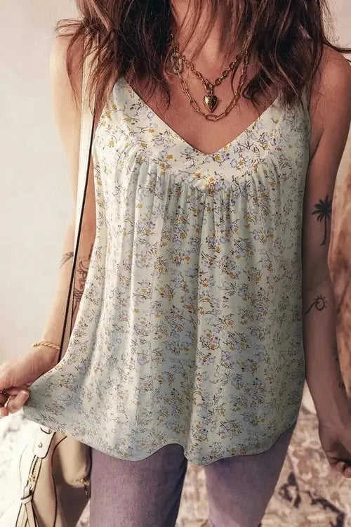 Boho Floral Tank Top for Women - Spaghetti Strap Design Eco My Home Tank Salty Season LLC ecomyhome.store United States