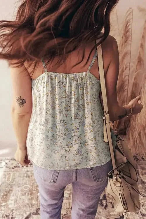 Boho Floral Tank Top for Women - Spaghetti Strap Design Eco My Home Tank Salty Season LLC ecomyhome.store United States