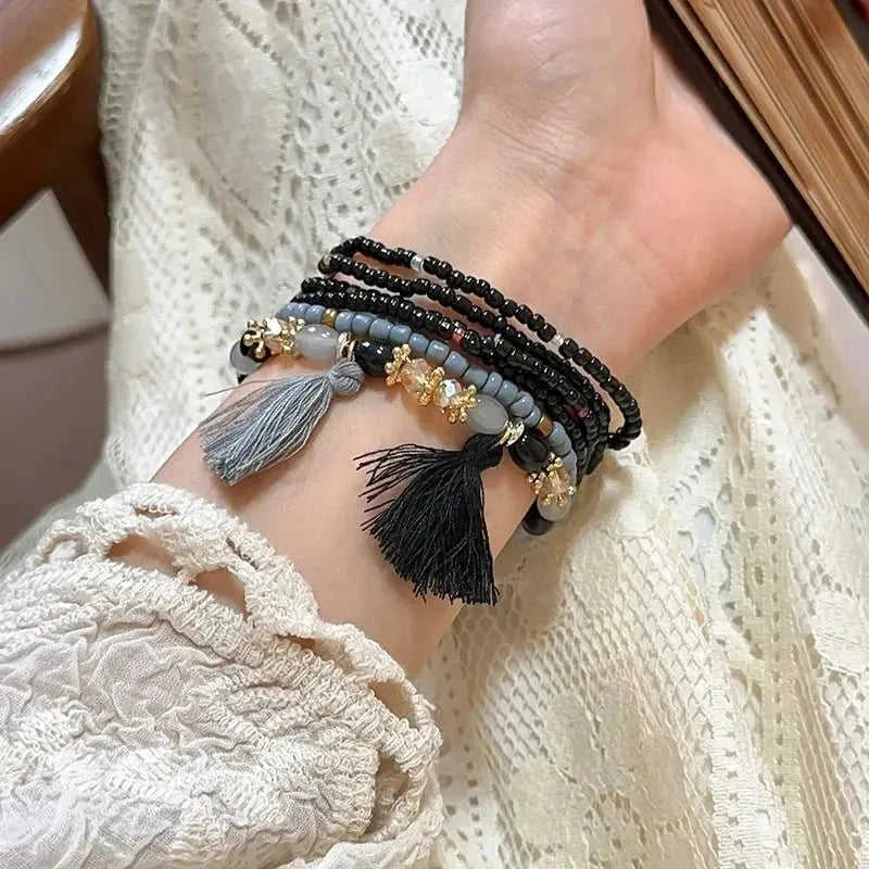 Boho Tassel Rice Bead Bracelet - Stylish Boho Tassel Bracelet for Every Occasion Eco My Home Bracelets Salty Season LLC ecomyhome.store United States