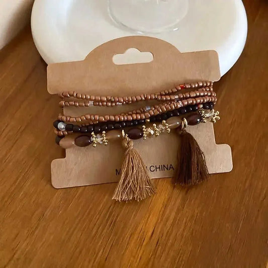 Boho Tassel Rice Bead Bracelet - Stylish Boho Tassel Bracelet for Every Occasion Eco My Home Bracelets Salty Season LLC ecomyhome.store United States