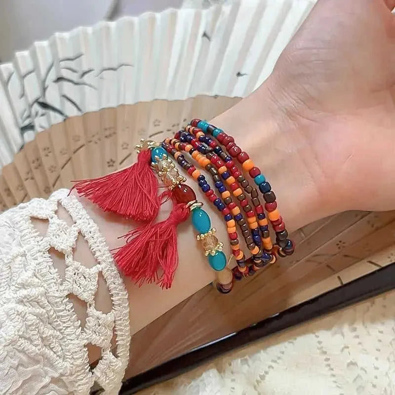 Boho Tassel Rice Bead Bracelet - Stylish Boho Tassel Bracelet for Every Occasion Eco My Home Bracelets Salty Season LLC ecomyhome.store United States