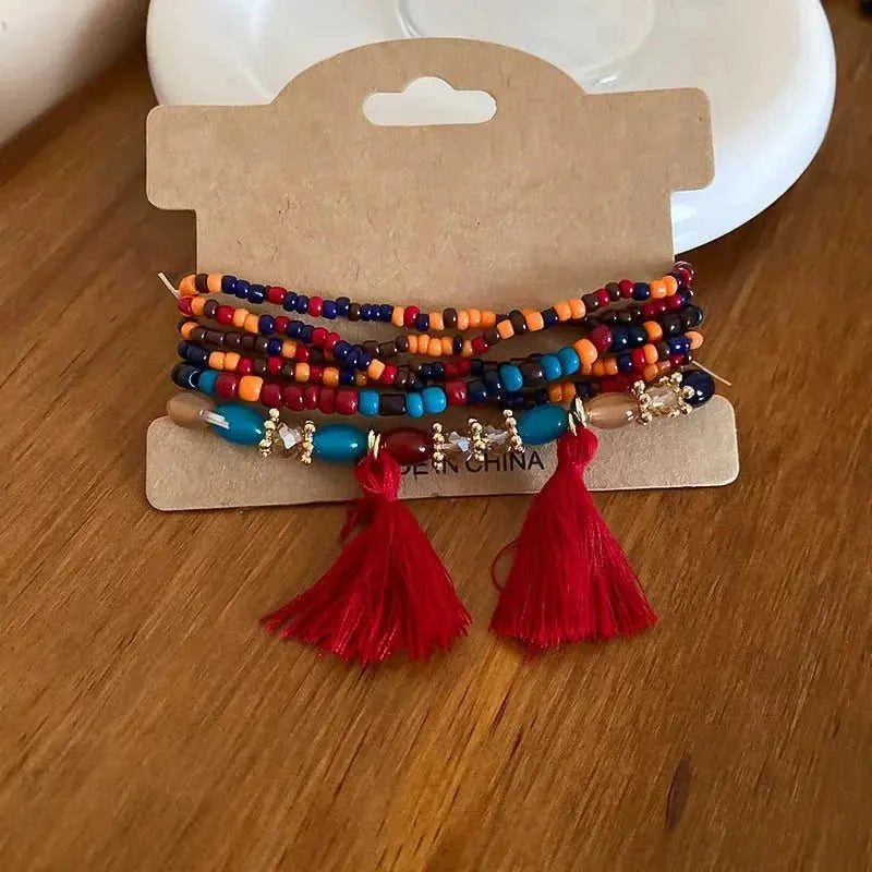 Boho Tassel Rice Bead Bracelet - Stylish Boho Tassel Bracelet for Every Occasion Eco My Home Bracelets Salty Season LLC ecomyhome.store United States
