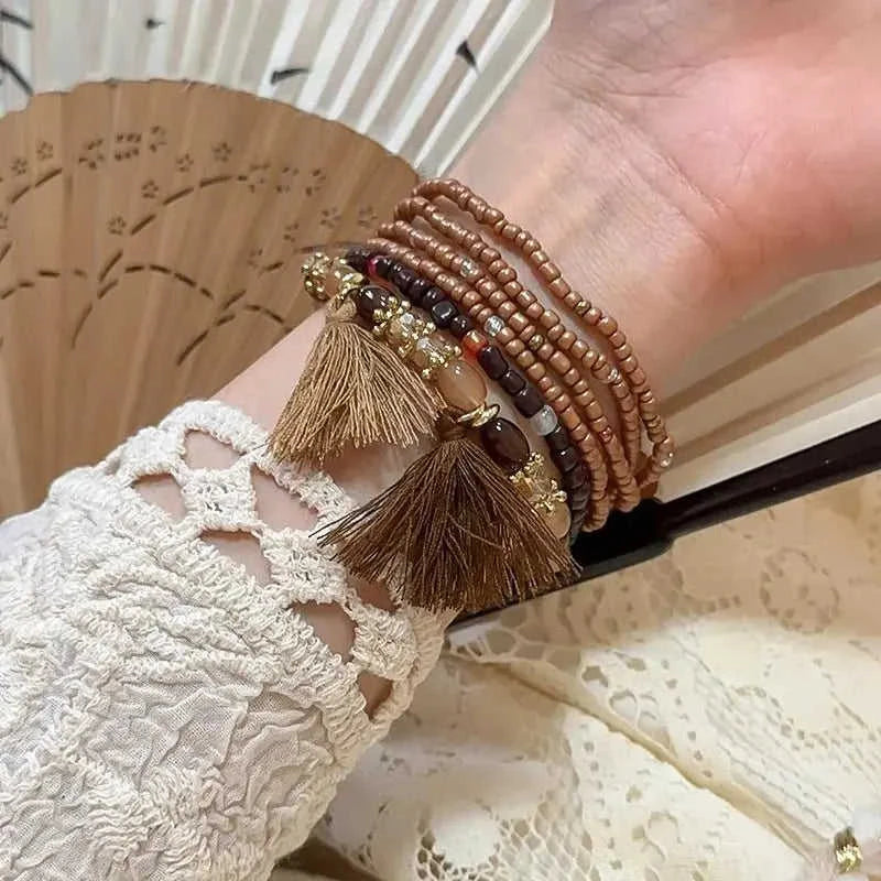 Boho Tassel Rice Bead Bracelet - Stylish Boho Tassel Bracelet for Every Occasion Eco My Home Bracelets Salty Season LLC ecomyhome.store United States