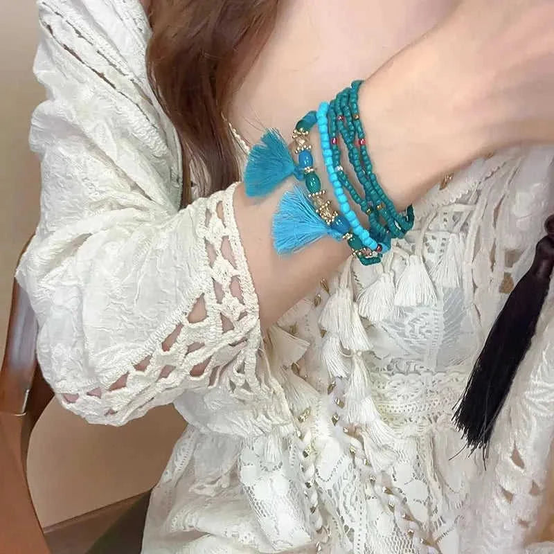 Boho Tassel Rice Bead Bracelet - Stylish Boho Tassel Bracelet for Every Occasion Eco My Home Bracelets Salty Season LLC ecomyhome.store United States