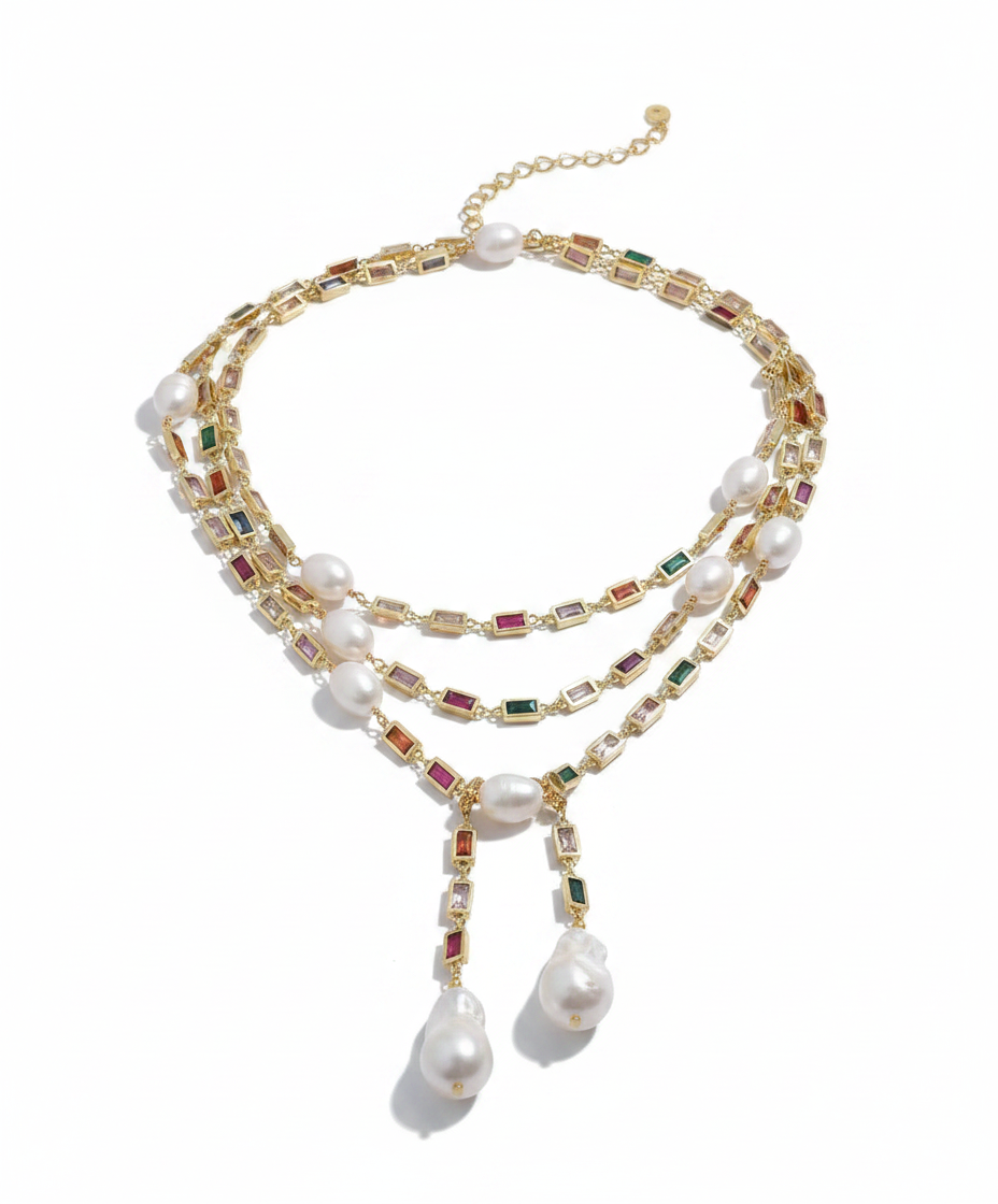 Divine Pearl Layered Lariat Necklace