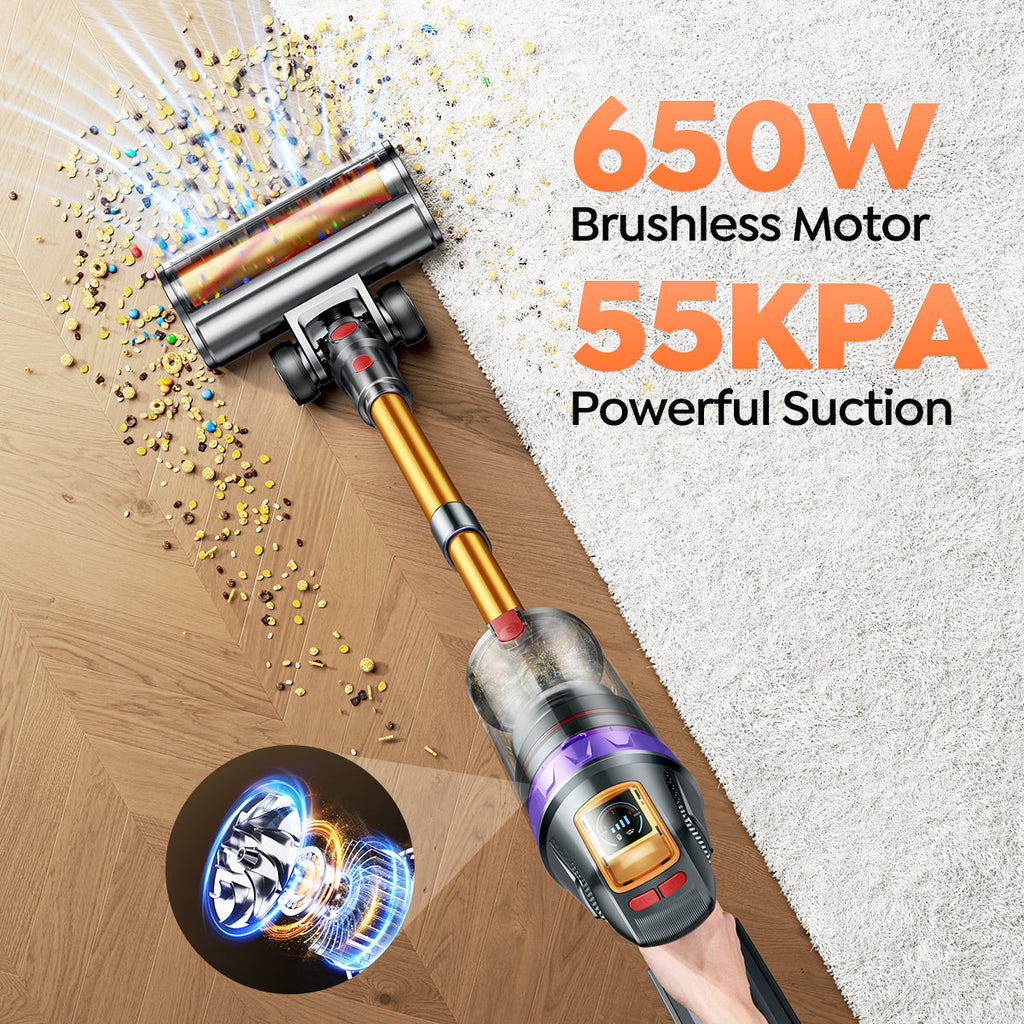 Buture VC90 Cordless Vacuum | 650W 55KPA, Auto Floor Detection
