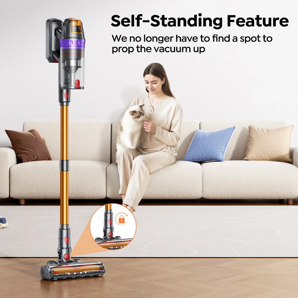 Buture VC90 Cordless Vacuum | 650W 55KPA, Auto Floor Detection