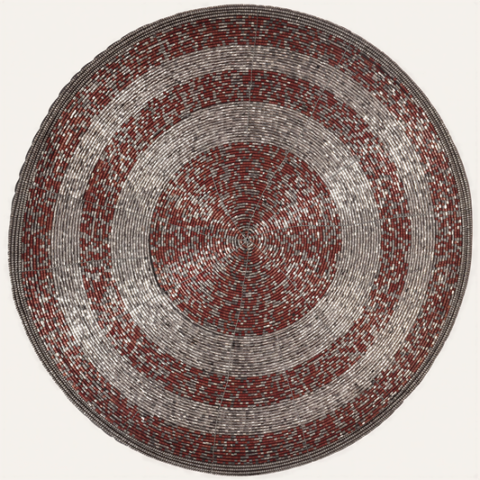 Beaded Placemats – Round Handmade Placemats with Embroidered Glass Beads | 14 Inch