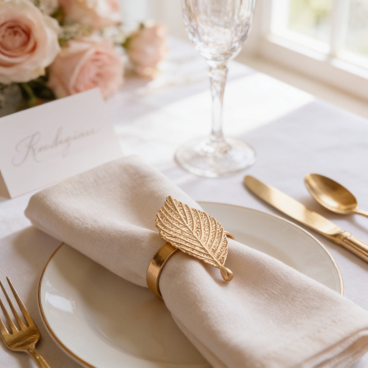 Gold Leaf Napkin Rings – Luxe Petal