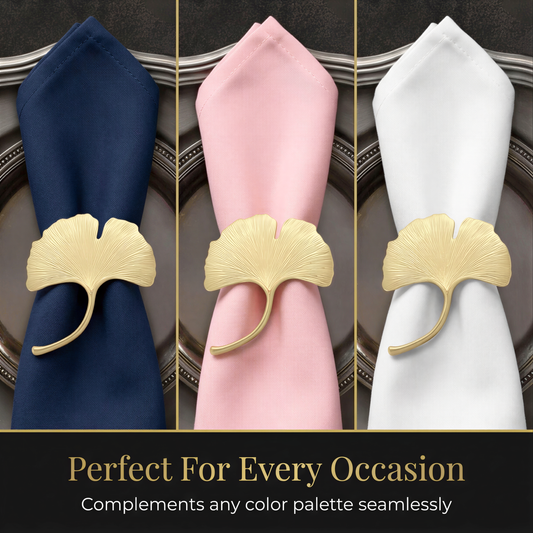 Gold Leaf Napkin Rings – Elegant Leaf Design Rings | Rust Resistant Table Decor Accessories